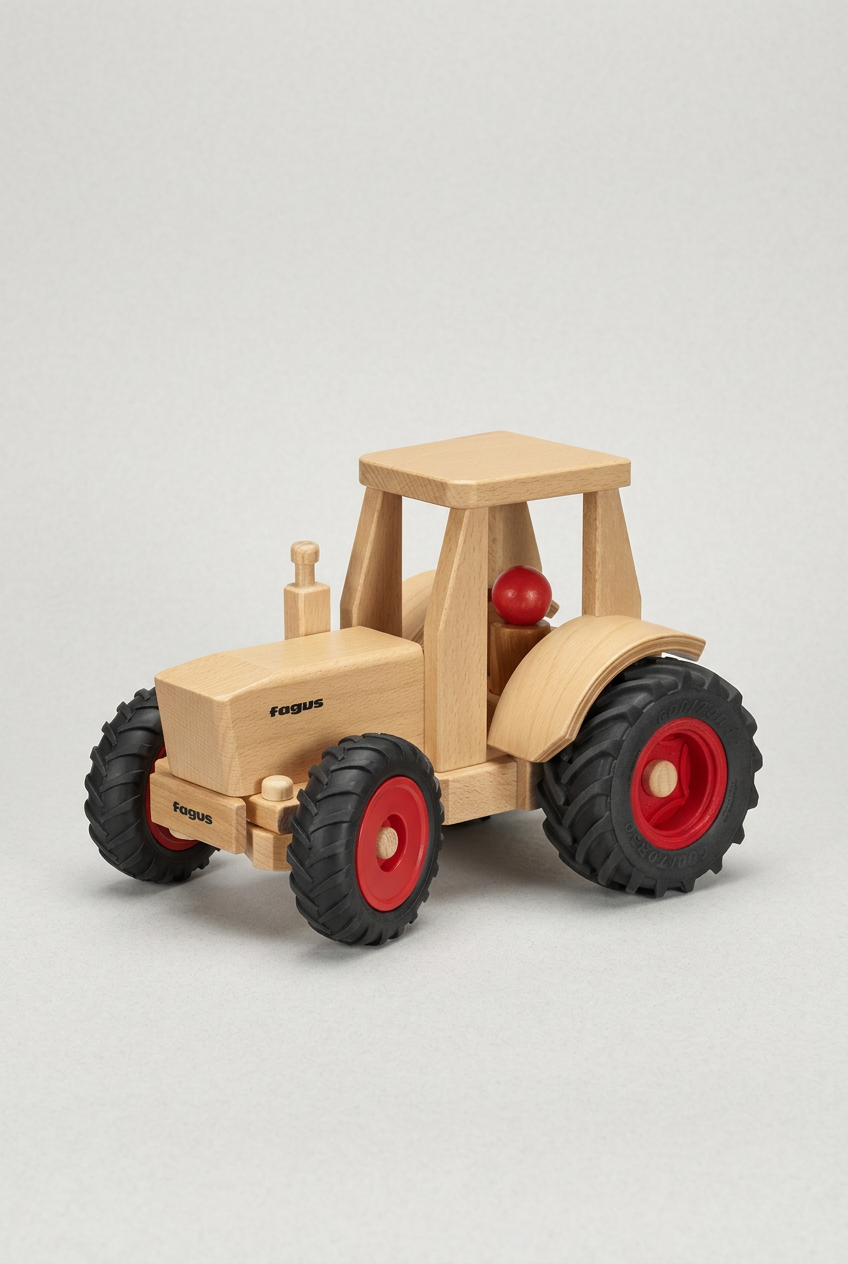 Traktor på gråhvitt studiopapir med diskret struktur