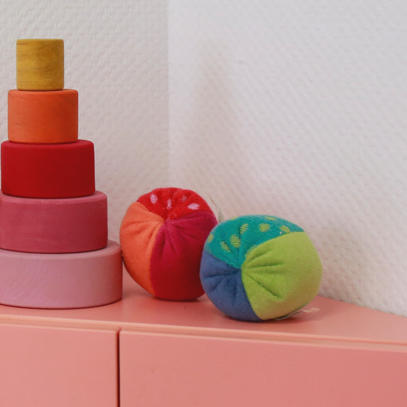 Rød ball I frotté med bjelle - 8cm