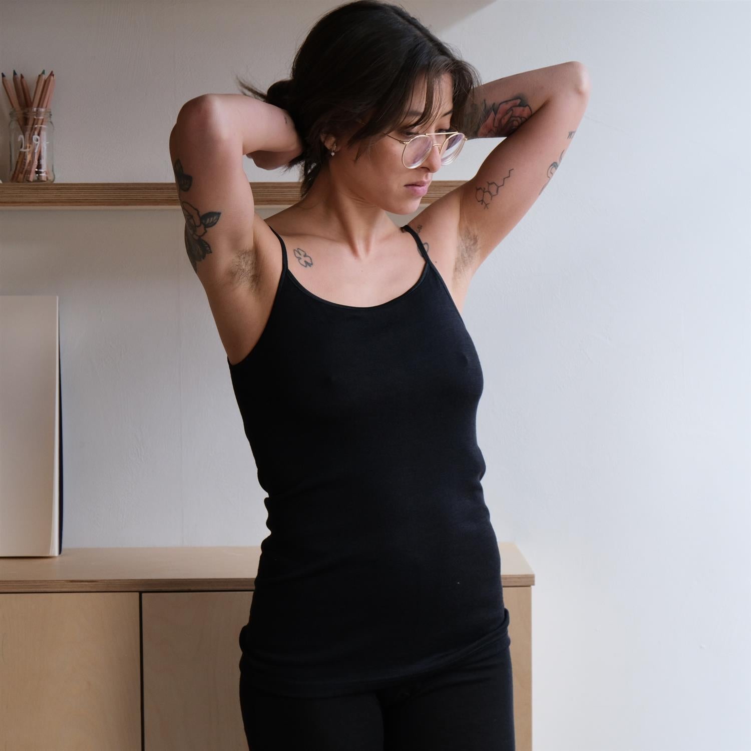 Ull singlet med tynne straps til dame