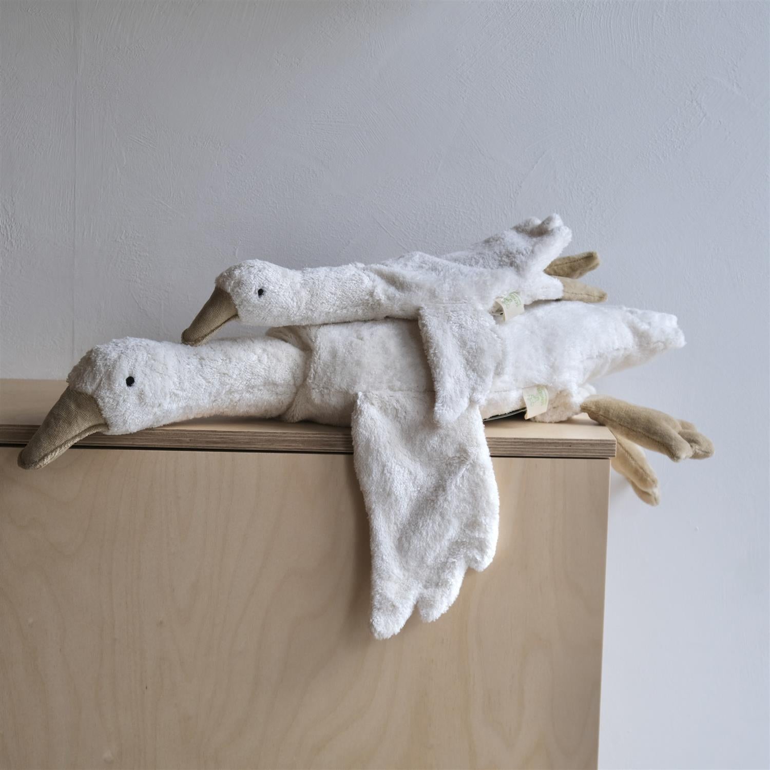 Gås med varme/kjølepute - liten - hvit