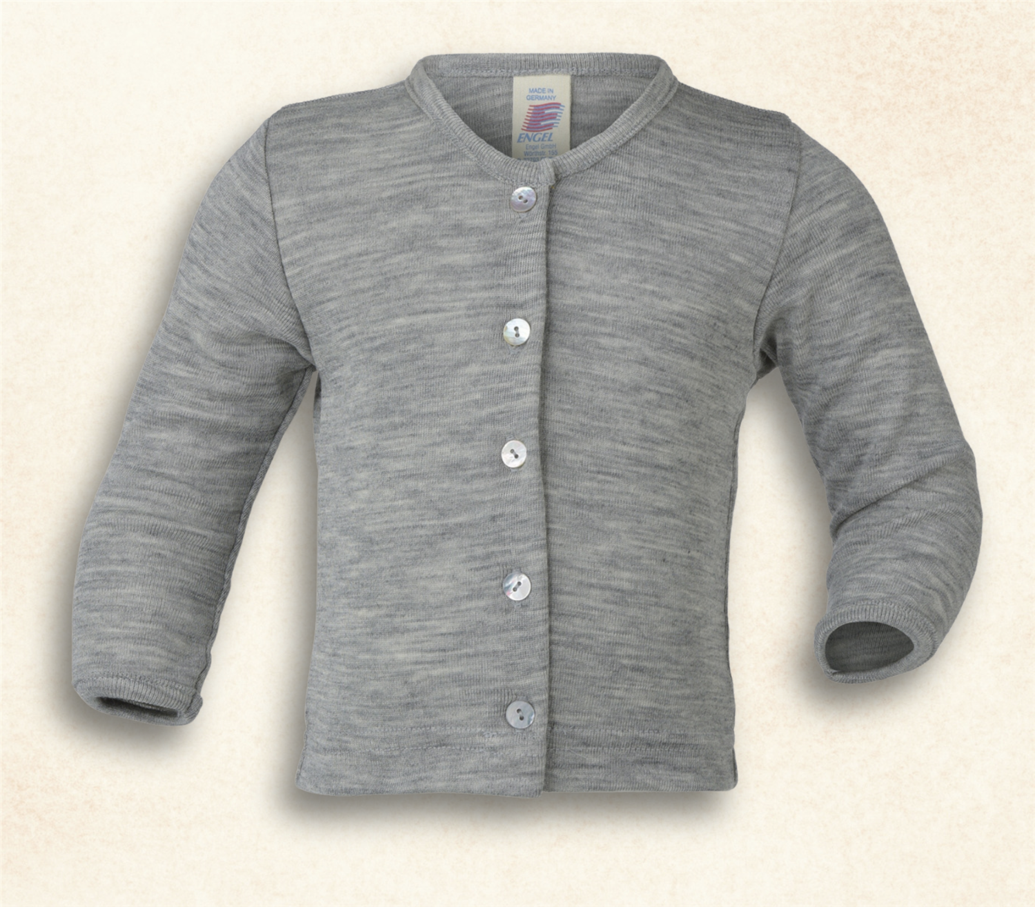 Finribbet babygenser med knapper - ull/silke