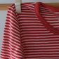 Stripete genser - natur/rød -  Ull/Silke