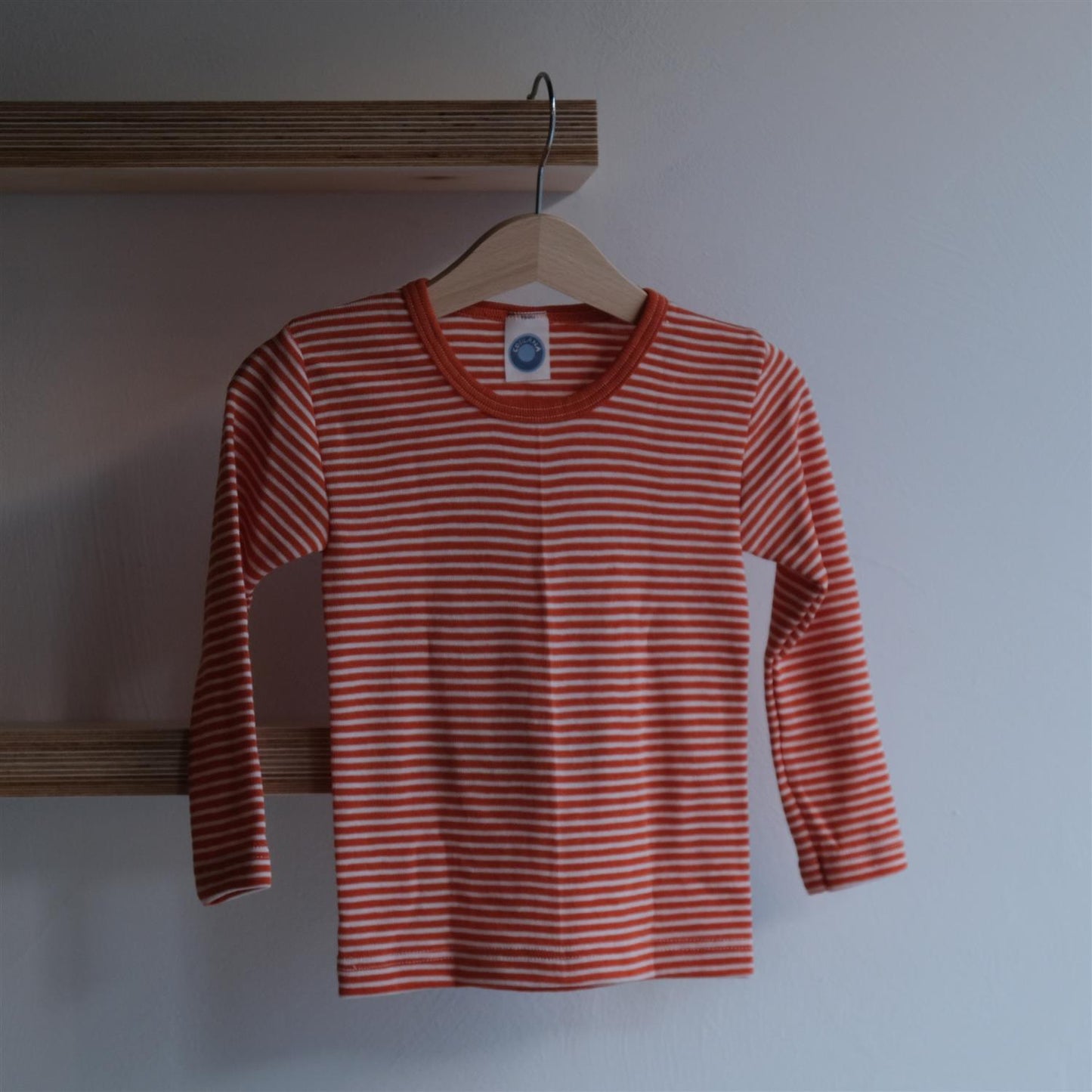 Stripete genser - natur/oransje -  Ull/Silke