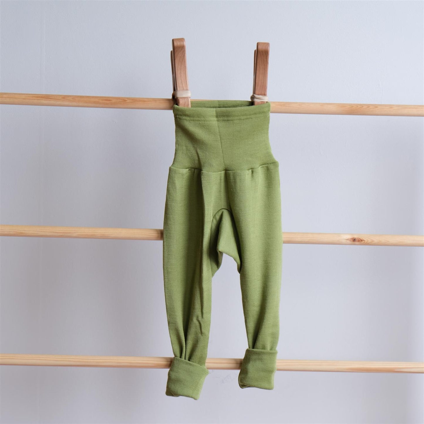 Bukse - grønn - høyt liv - ull/silke
