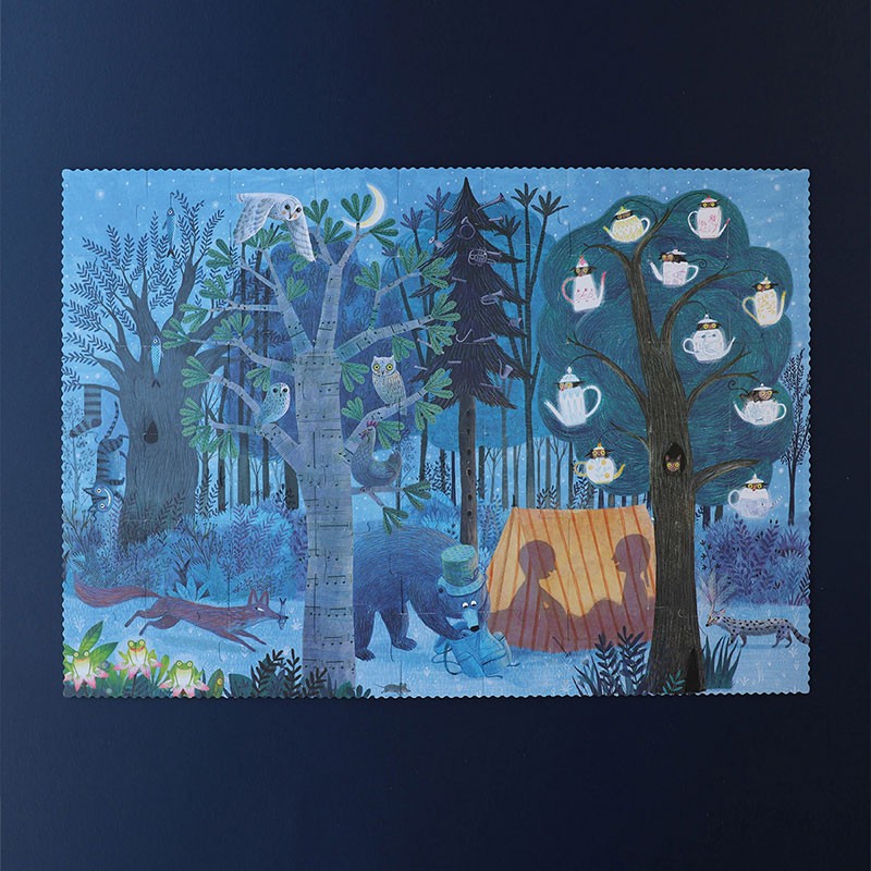 Puslespill - Night & Day in the forest